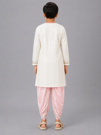 Cow printed Pink and off white Kurta payjama  set