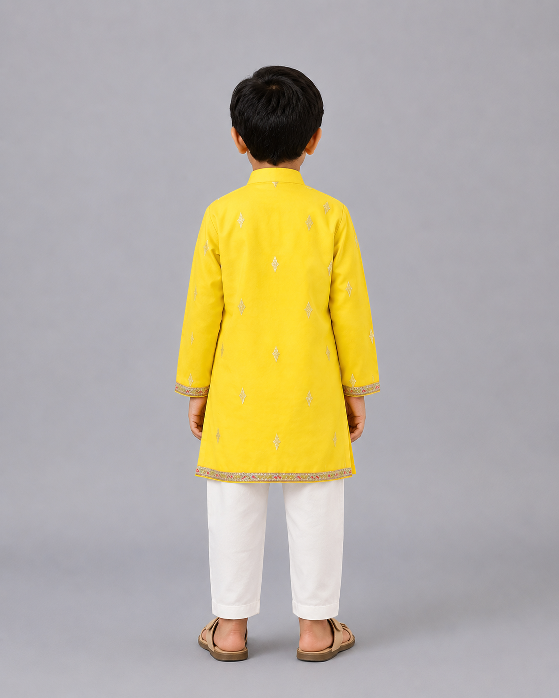 Yellow Laxmi Feet Kurta Pyjama set