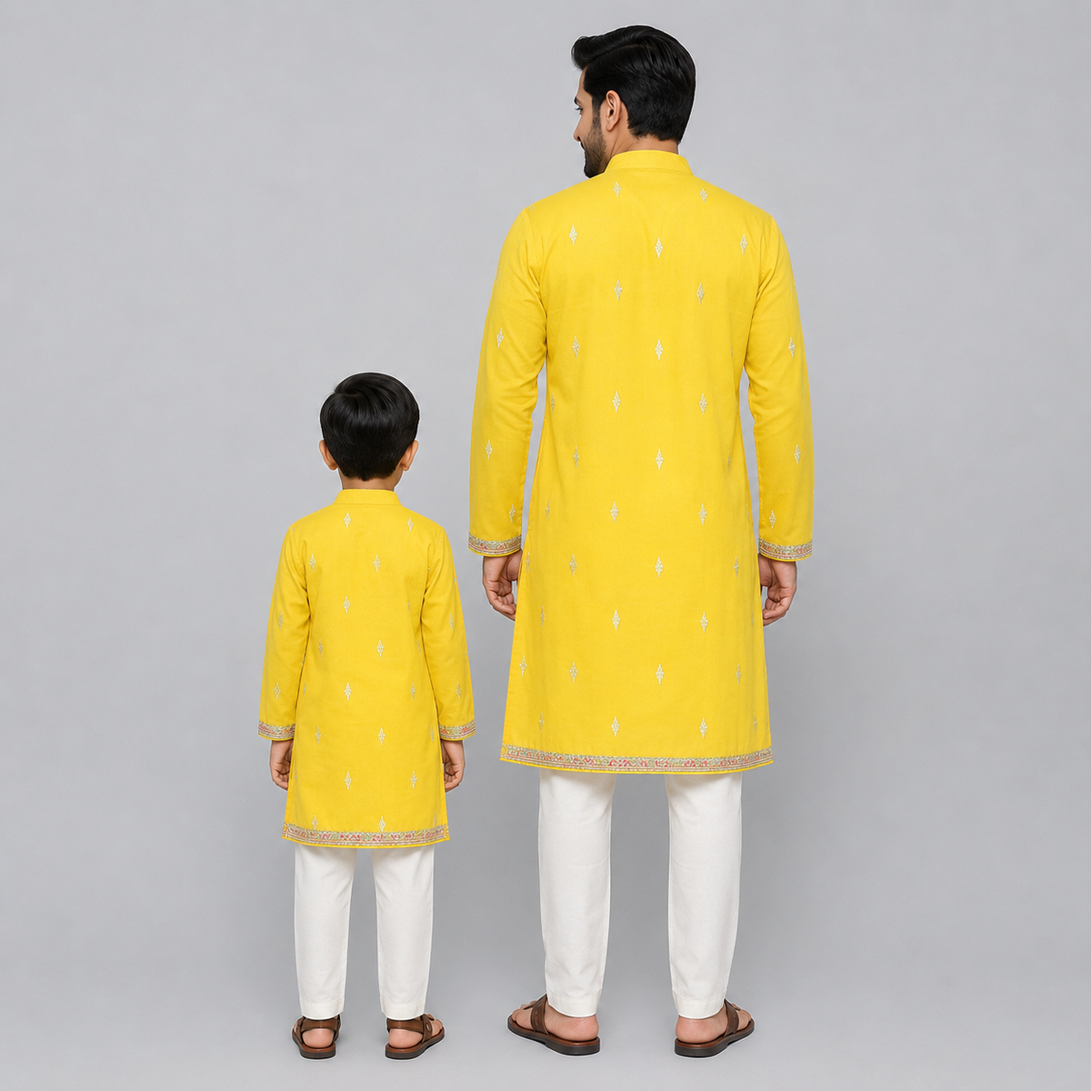 Yellow Laxmi Feet Kurta Pyjama set