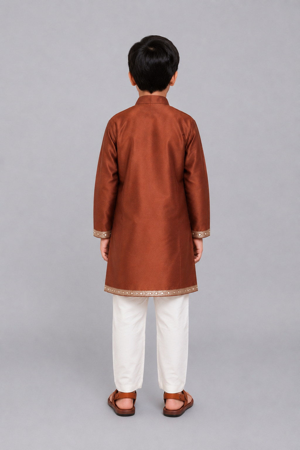 Brown Chanderi Panel kurta Pyjama set