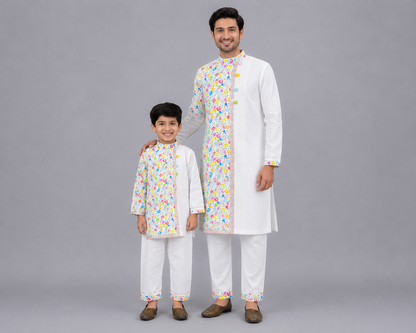Multicolor Hands Holi Kurta Pyjama set