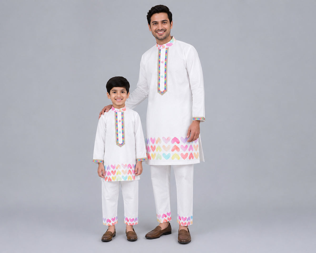 Multi Heart Kurta Pyjama set