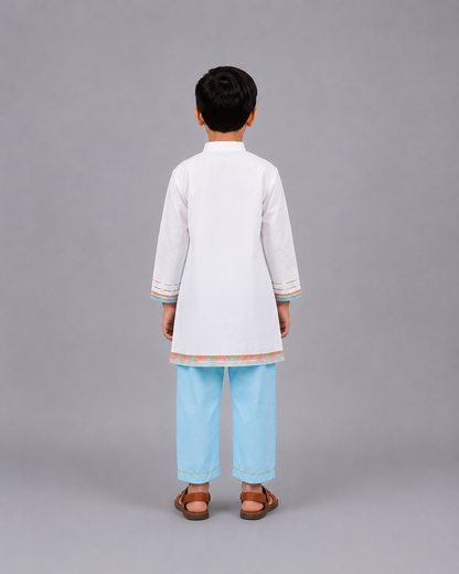 Kids Playing Holi printed pocket Kurta Pyjama set