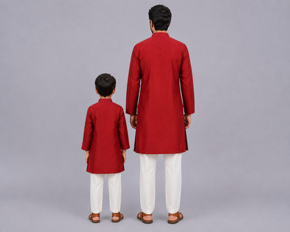 Maroon Chanderi Panel Kurta Pyjama set