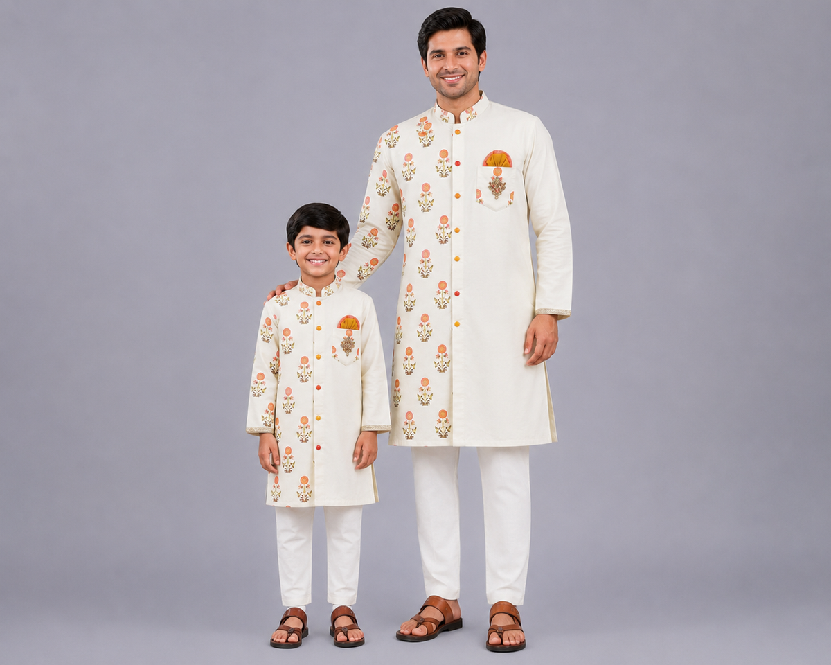 Off White Mughal Printed Kurta set
