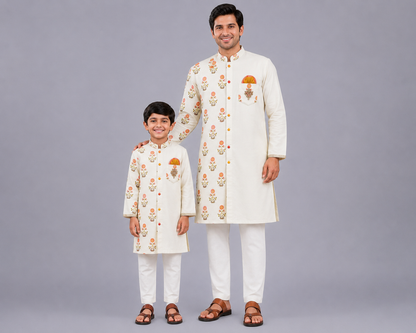 Off White Mughal Printed Kurta set
