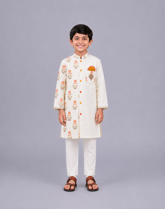 Off White Mughal Printed Kurta set