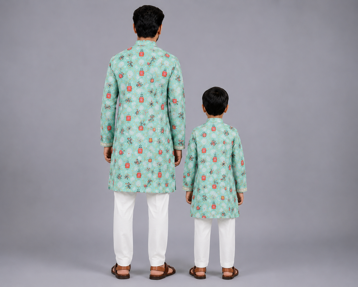 Green Bee Printed Kurta Pyjama set