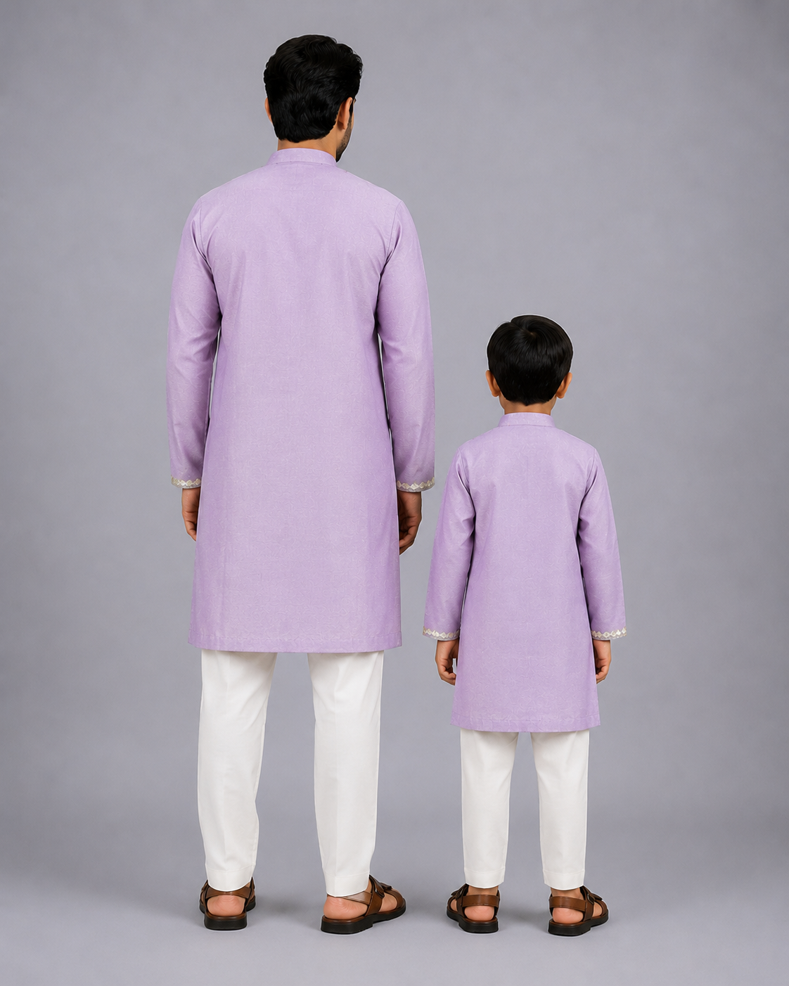 Lilac Floral Printed Kurta Pyjama Set