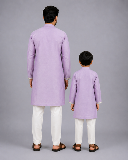 Lilac Floral Printed Kurta Pyjama Set