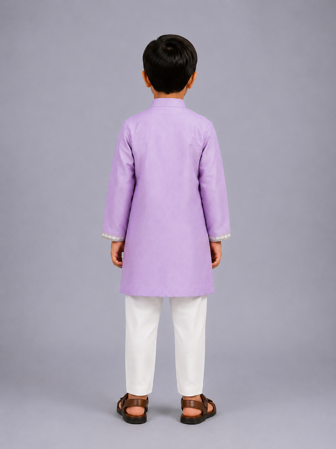 Lilac Floral Printed Kurta Pyjama Set