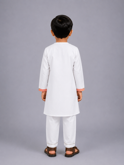 Yellow Printed  Kurta Pyjama set with attached Print Panel