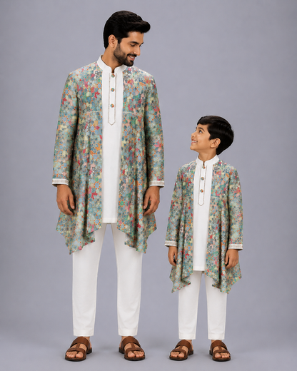 Kaliedoscope pleated Ethnic kurta set