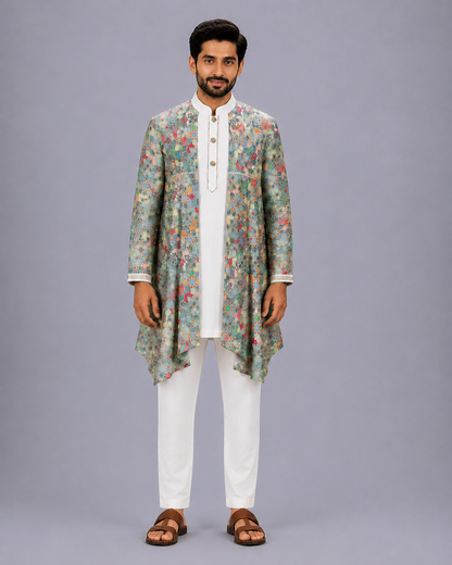 Kaliedoscope pleated Ethnic kurta set