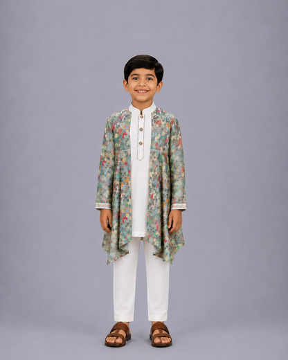 Kaliedoscope pleated Ethnic kurta set