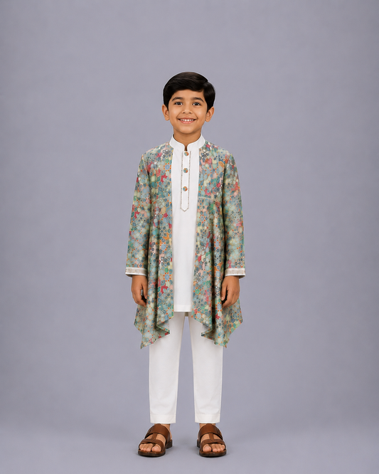Kaliedoscope pleated Ethnic kurta set