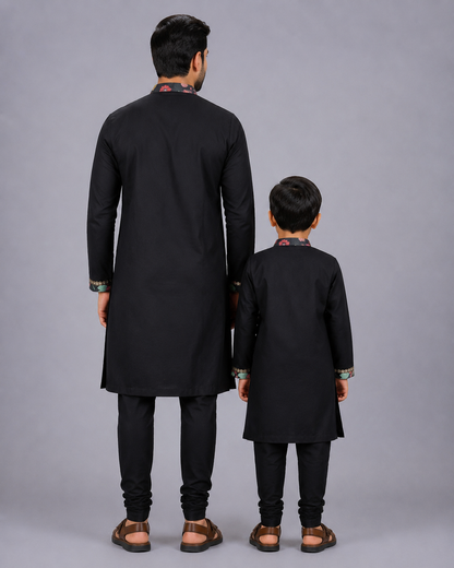 Black Printed Kurta Churidar set