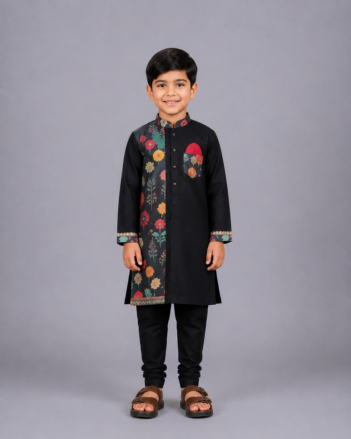 Black Printed Kurta Churidar set