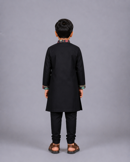 Black Printed Kurta Churidar set