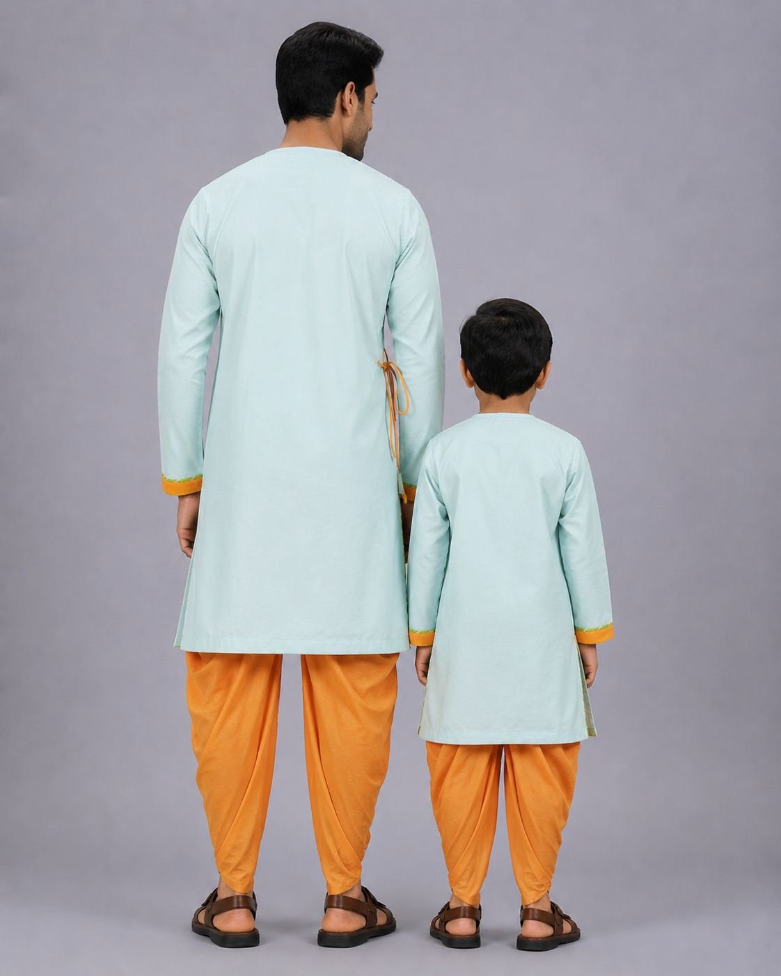 Blue Rakhi Embroidered Angrakha Kurta Dhoti  Set