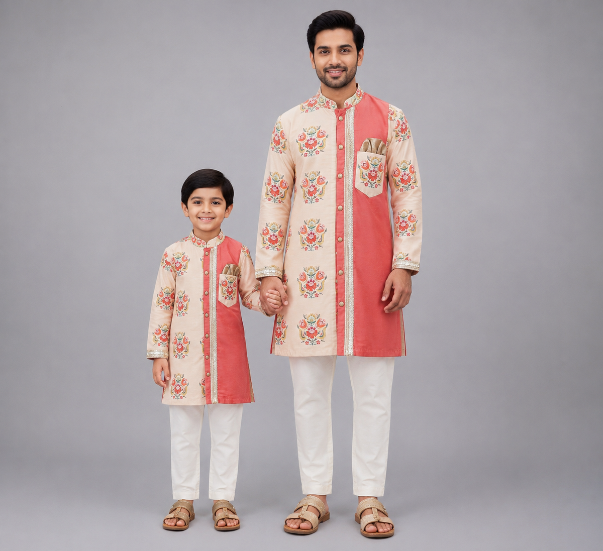 Coral Big boota Printed Kurta Pyjama set
