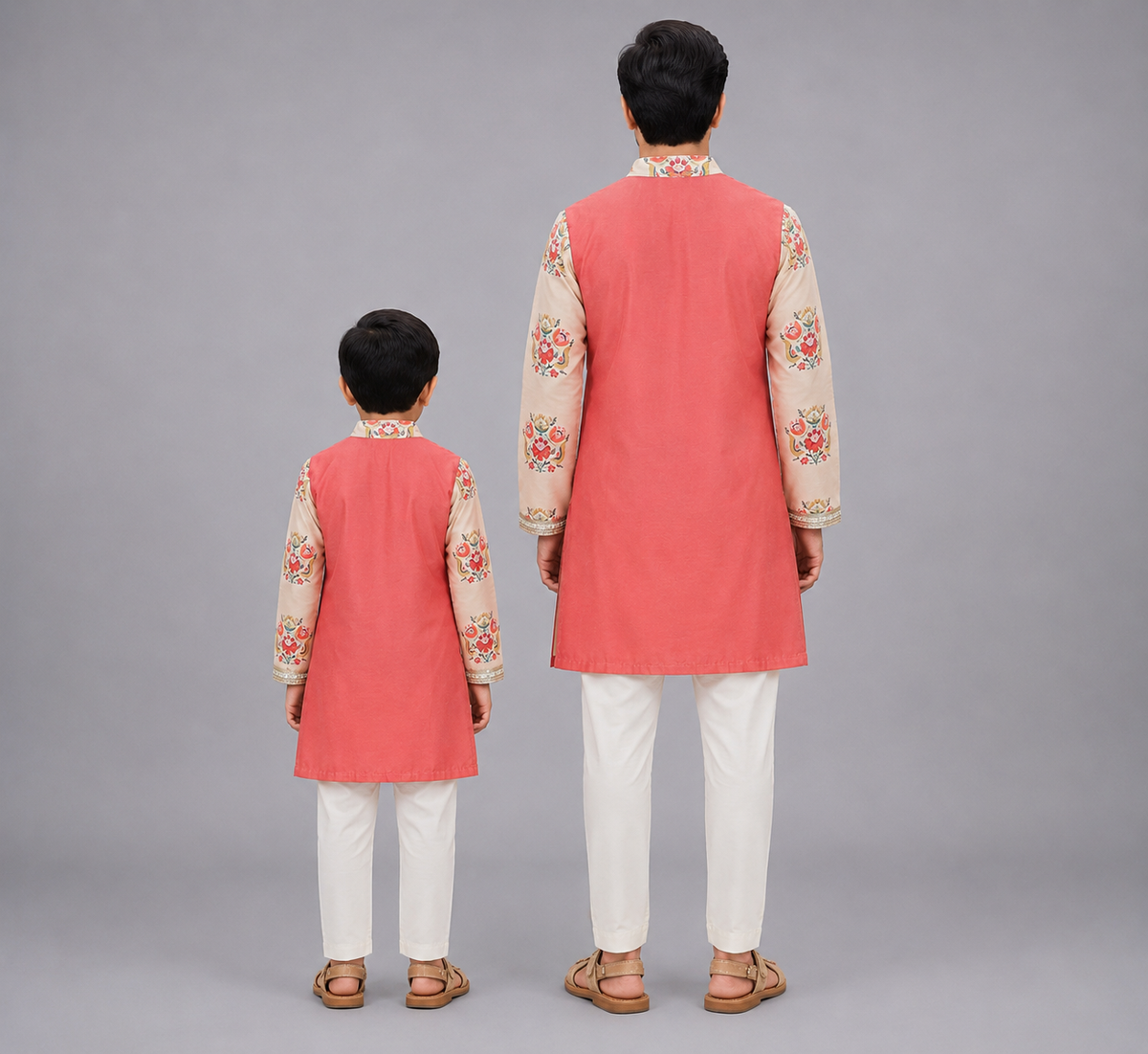 Coral Big boota Printed Kurta Pyjama set