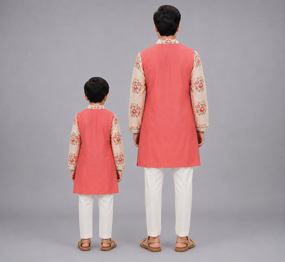 Coral Big boota Printed Kurta Pyjama set