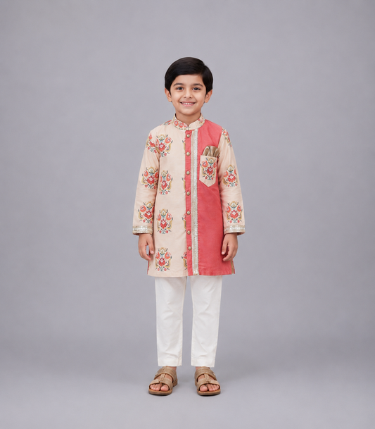 Coral Big boota Printed Kurta Pyjama set