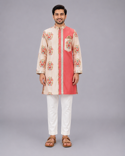 Coral Big boota Printed Kurta Pyjama set