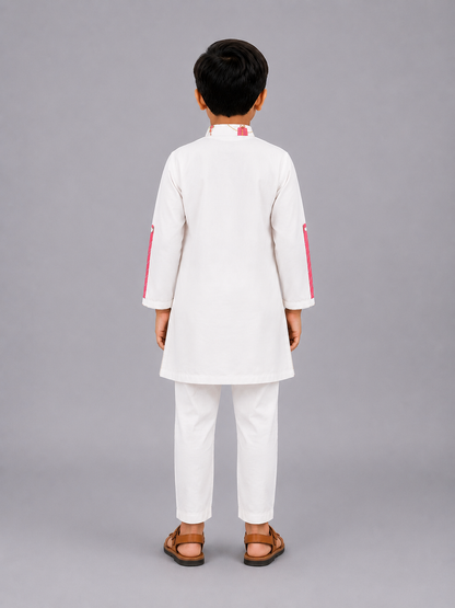 Off White Happy Rakhi Printed Kurta Pyjama set