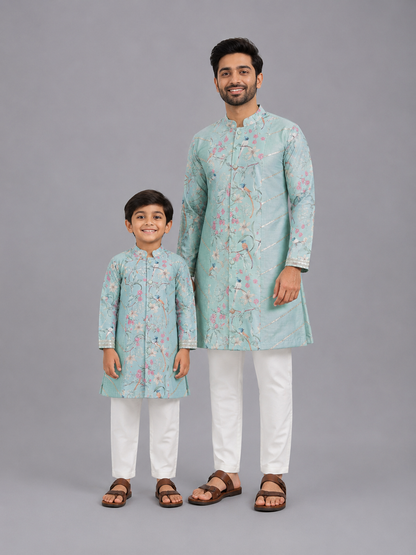 Pastel  Bird Pint Kurta Pyjama set
