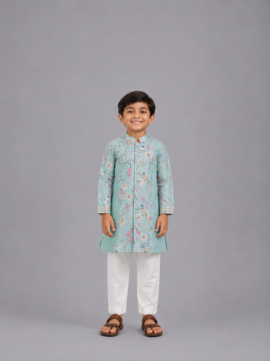 Pastel  Bird Pint Kurta Pyjama set