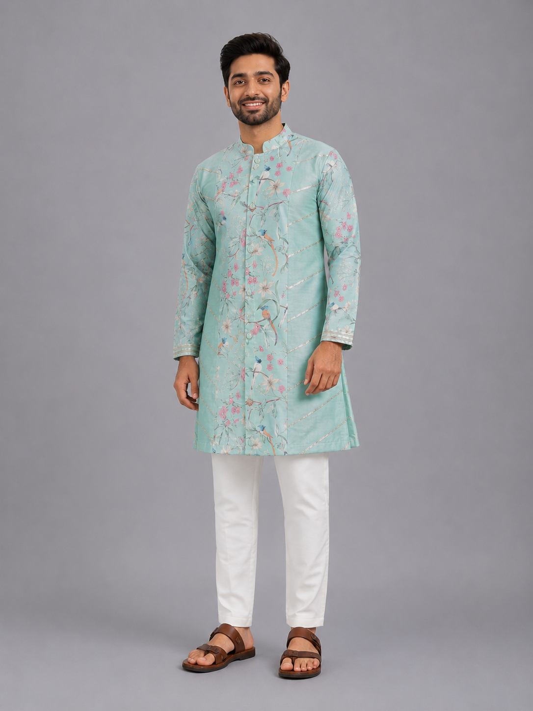 Pastel  Bird Pint Kurta Pyjama set