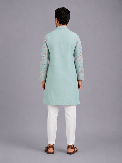 Pastel  Bird Pint Kurta Pyjama set