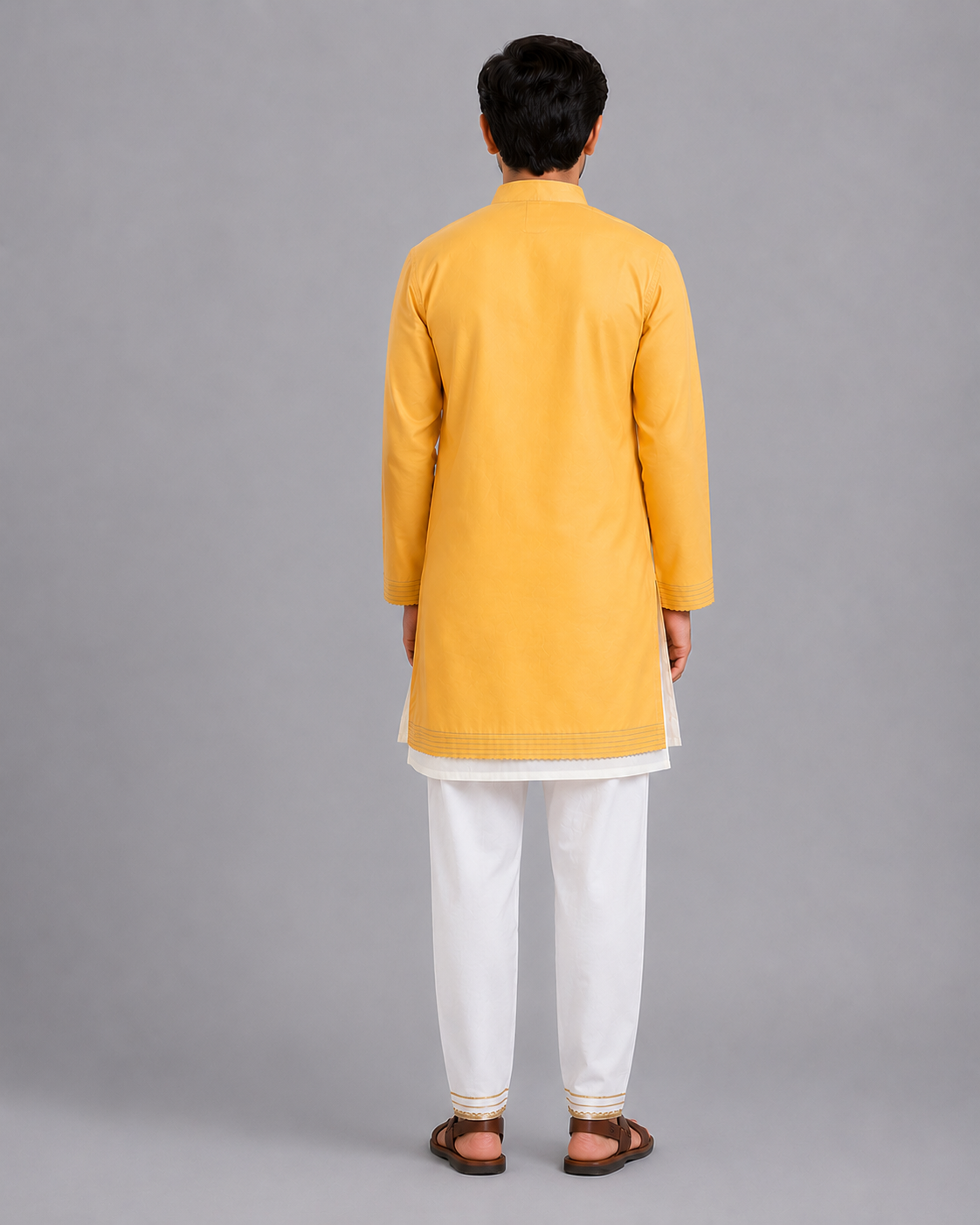 Kite Embroidered White Yellow Kurta Pyjama set
