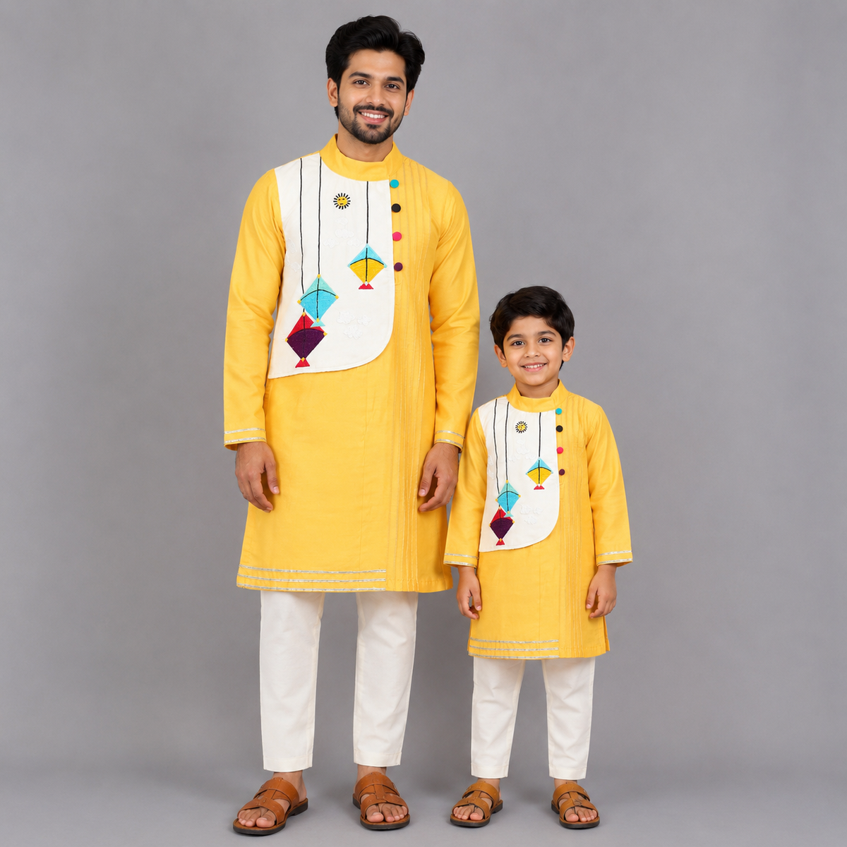 Kite Embroidered Yellow Kurta Pyjama set
