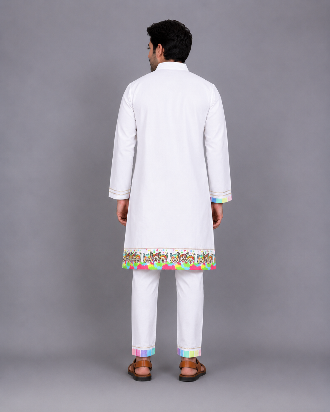 Happy Holi kids Printed Kurta Pyjama set