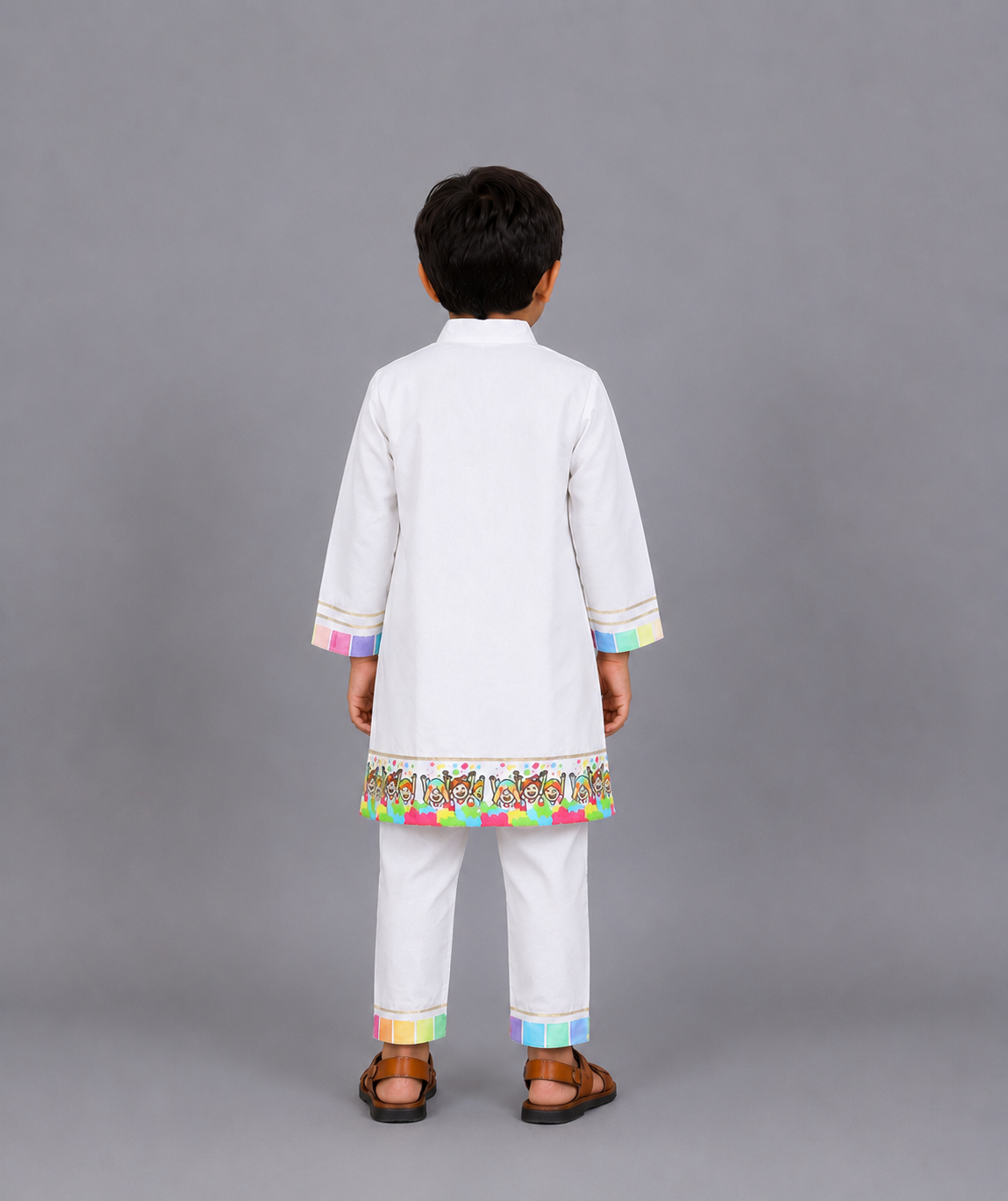 Happy Holi kids Printed Kurta Pyjama set