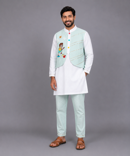Holi Hai Boy Embroidered  Kurta Pyjama set