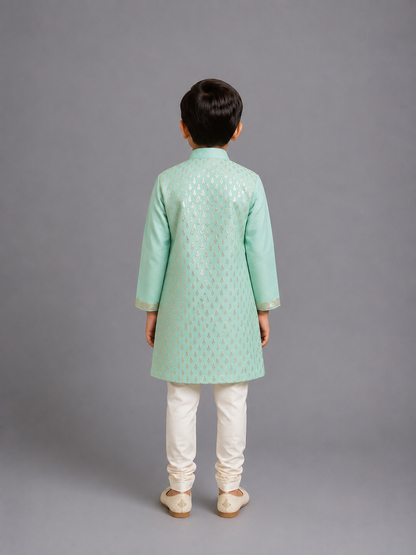 Mint Green  Multi Zari Paneled Kurta Pyjama