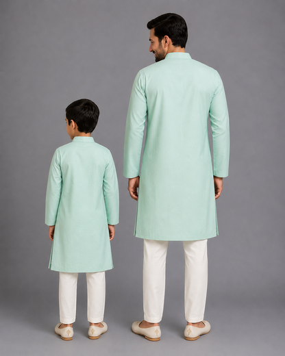 Green Multicolor kurta pyjama set with attached print panel