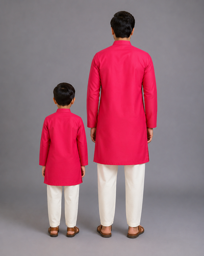 Pink Kurta Pyjama with Attached Jacket