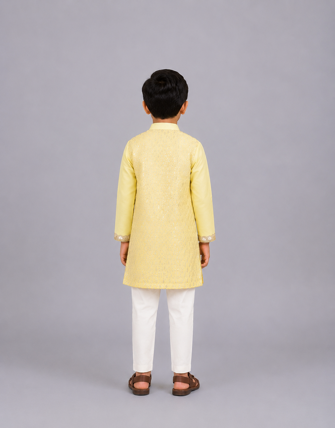 Lime Yellow  Multi Zari Panelled kurta Pyjama