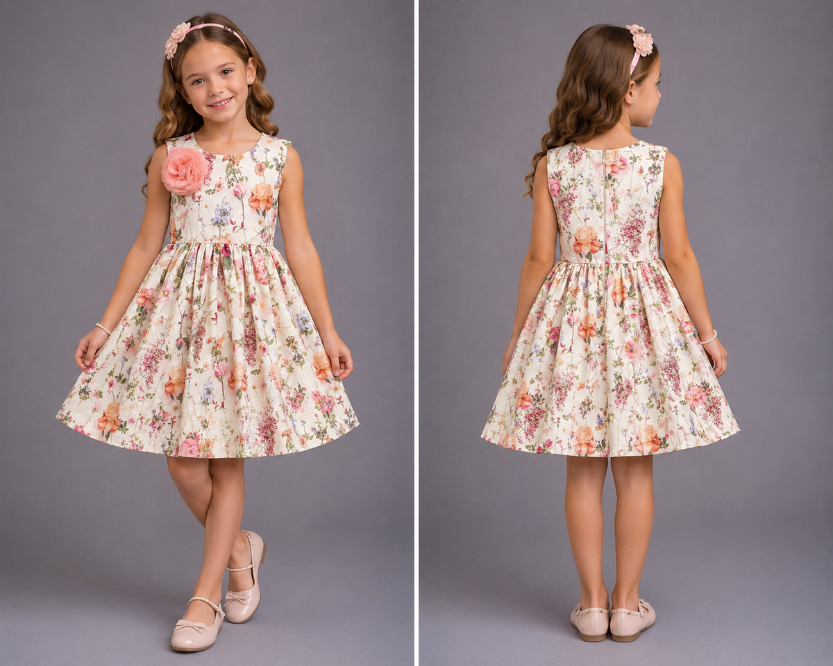 Multicolor Printed Off White Floral Dress