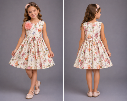 Multicolor Printed Off White Floral Dress