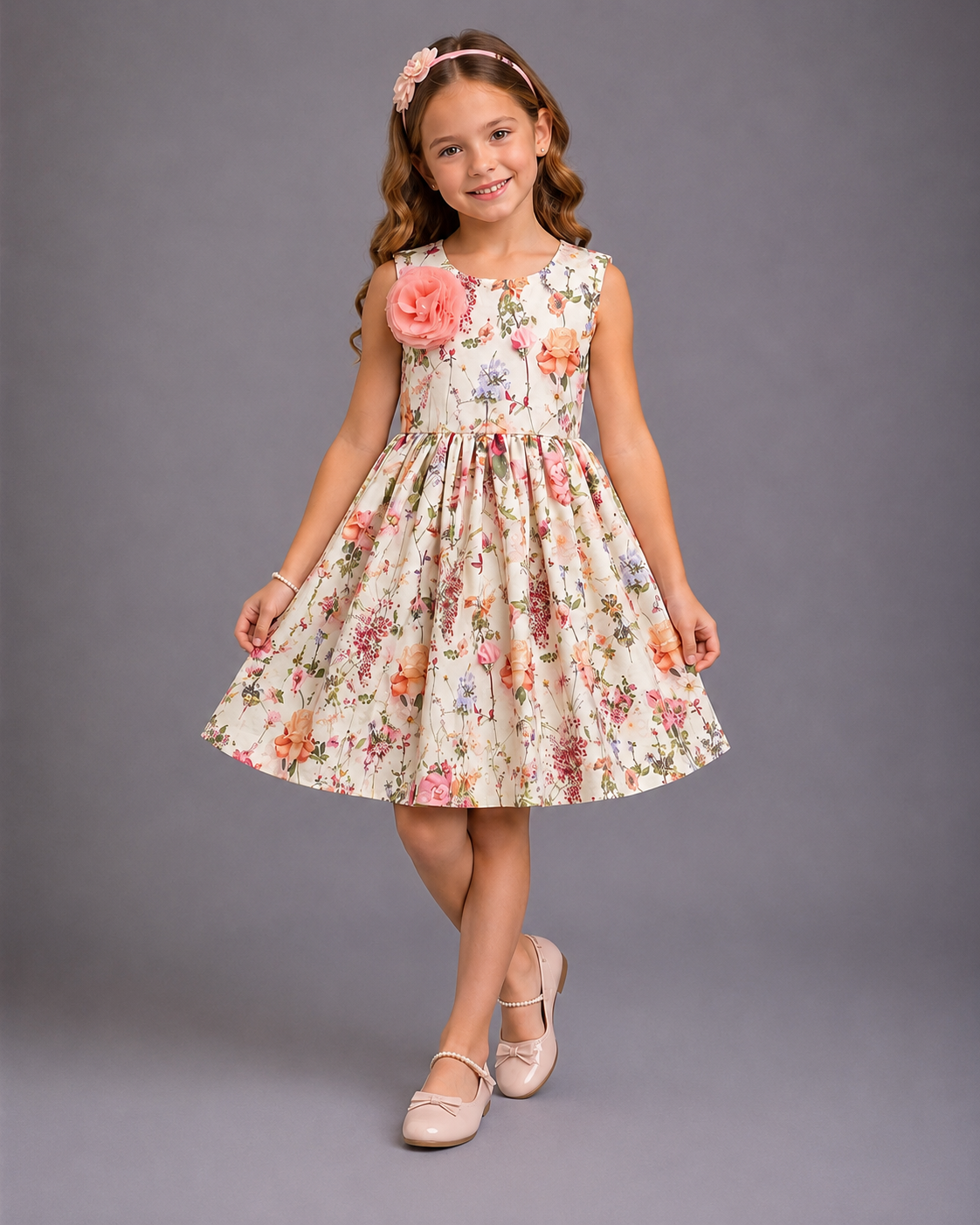Multicolor Printed Off White Floral Dress
