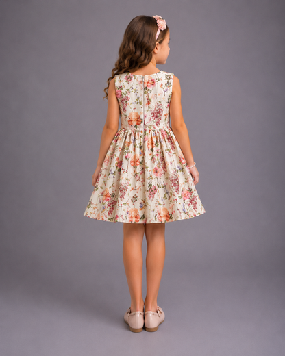 Multicolor Printed Off White Floral Dress
