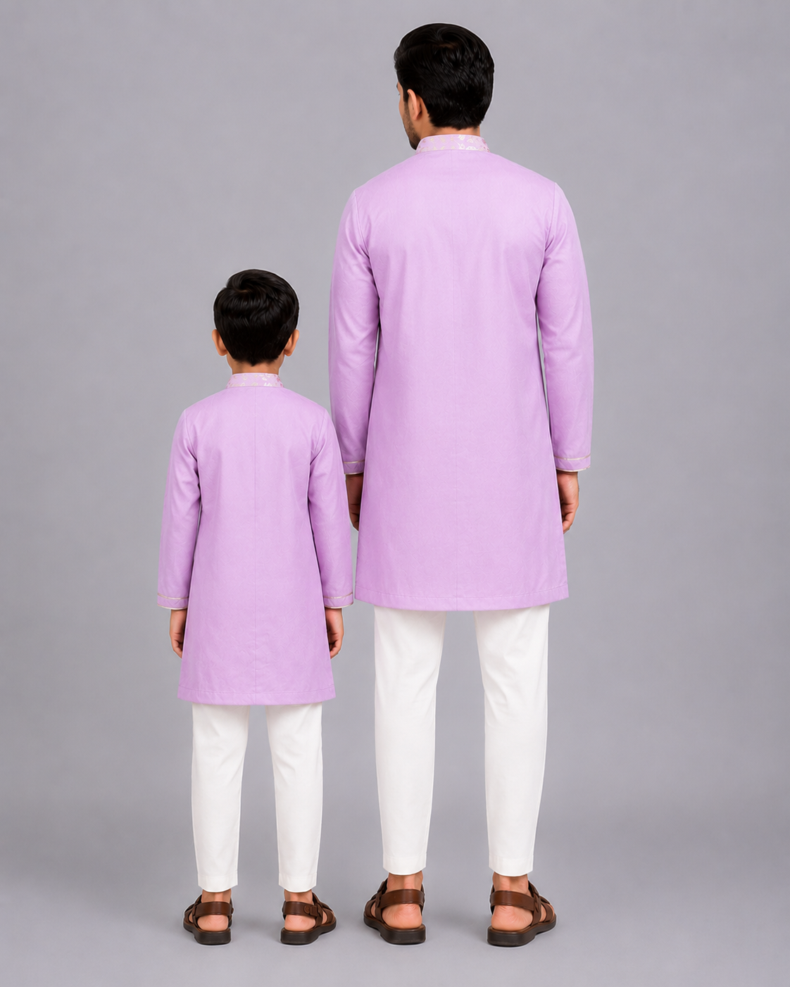 Pastel Purple Kurta Pyjama with Attached Jacket