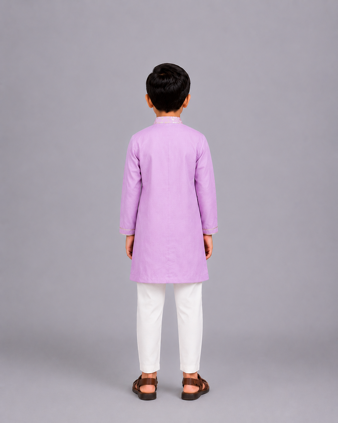 Pastel Purple Kurta Pyjama with Attached Jacket
