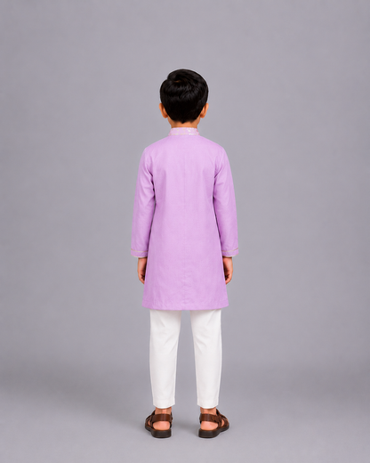 Pastel Purple Kurta Pyjama with Attached Jacket
